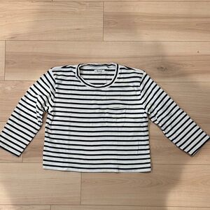 Madewell 3/4 Sleeve Striped Boxy Tee